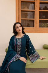 NIHAN EMBROIDERED 3-PIECE Stitched Dress.