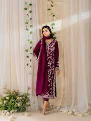 Magenta Embroidered 3Pc