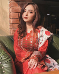 AYAT EMBROIDERED 3-PIECE WITH SHAWL Stitched Dress.