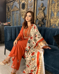AYAT EMBROIDERED 3-PIECE WITH SHAWL Stitched Dress.