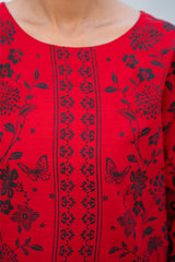 RED RUBY Block Print 2-PIECE Stitched Dress.