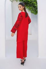 RED RUBY Block Print 2-PIECE Stitched Dress.