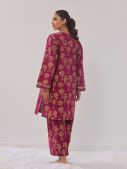 PALM MAROON 2-PIECE Stitched Dress.